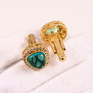 Sky Blue Stone Cufflinks Gold Polished Wedding Jewelry for Men Luxury Suit Accessory Gift for Groom and luxury items accessories - Product Image 4