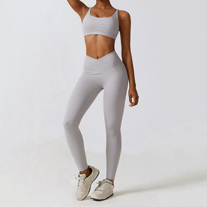 Sujetador deportivo y mallas de alta calidad, conjunto de 2 piezas de gimnasio para mujer, ropa de Yoga personalizada para ropa activa de talla grande, conjunto de entrenamiento - Product Image 2