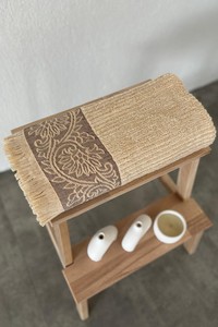 Serviette de bain Jacquard en bambou blanc 70*140cm 70% mélange de bambou 30% coton doux et absorbant Sevim Eco Design bord décoratif 470GSM - Product Image 2