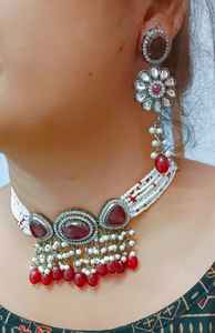 Conjunto de collar de Kundan pesado de fabricante indio, colección de joyería de boda chapada en oro de moda india para niñas - Product Image 5