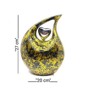 Modern Golden Yellow Black Burst Tie-Dye Teardrop Aluminium Urn for Adult Human Ashes Memorial Eco-Friendly Cremation <b>Jar</b> - Product Image 5