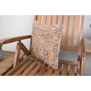 Almohada de lana de retazos Kilim de lujo, diseño rústico de 14x14 pulgadas con patrones de hojas de plantas esponjosas Vintage para sala de estar y cocina - Product Image 3