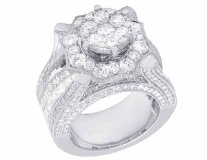 925 Sterling Silver Round Moissanite Diamond Bridal <b>Ring</b> <b>Set</b> <b>for</b> <b>Women</b> Iced Out Cluster Engagement Jewelry Anniversary Gift - Product Image 3