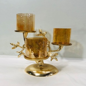 เชิงเทียนแก้วใส่เทียนพร้อมขาตั้งโลหะลายดอกไม้สำหรับตกแต่งบ้านรอมฎอน Diwali ของขวัญคริสต์มาส - Product Image 3