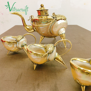 Service à thé fait à la main. Fabriqué à partir de coques nautilus de qualité supérieure, combinées à un métal cuivré. Créer des produits uniques. Un cadeau significatif - Product Image 6