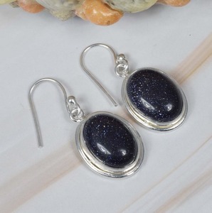 Pendientes de piedra solar azul, pendiente de tuerca de piedras preciosas de Plata de Ley 925, joyería hecha a mano, diseñador de piedra natal de junio, regalo colgante para ella - Product Image 3