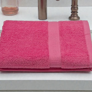 Serviette de Bain Premium Rose Fuchsia 100% Coton Bordure Côtelée Dobby Certifiée Oeko-Tex Ultra Absorbante Haute Densité Vente en Gros - Product Image 1
