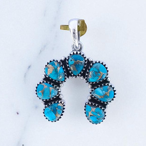 Colgantes de Plata de Ley 925 con Turquesa Azul Cobre, Colgantes de Plata con Piedras Preciosas al por Mayor para Ella - Product Image 2