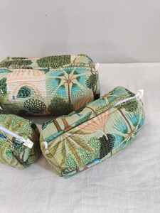 3-Piece Cotton Quilted Peacock Print <b>Makeup</b> <b>Bag</b> Organizer with Zipper Closure Lightweight Travel for Case - Product Image 3