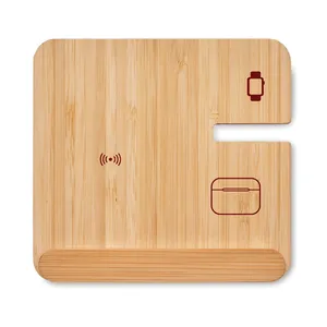 BOOGAR Chargeur sans fil 3-en-1 Gadgets personnalisés en bambou et en bois - Product Image 2