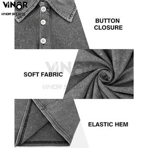 T-shirt polo surdimensionné à épaules tombantes Vintage lavage à l'acide et marque personnalisée pour les commandes en gros tissu et surdimensionné - Product Image 4