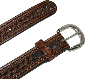 Cinturón de cuero repujado hecho a mano genuino para hombre con hebilla occidental vintage - Product Image 4