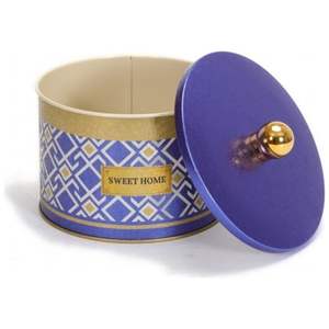 Diseño de patrón sin costuras de 1.3L, Líneas geométricas, perilla de fondo azul, mango de 140mm, contenedor y almacenamiento de alimentos redondo de Metal - Product Image 5