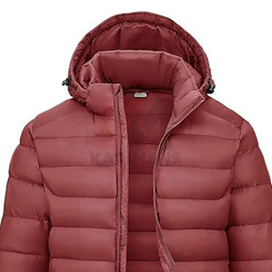 Chaqueta hinchada ligera empacable para hombre con capucha desmontable Abrigo de invierno aislado resistente al agua con puños elásticos - Product Image 2