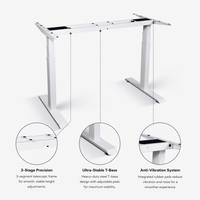 Colonne télescopique moderne à double moteur automatique dissimulé, haute performance, 3 niveaux, avec panneau de commande intelligent, ergonomique, pour position assise-debout réglable en hauteur