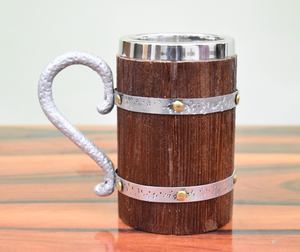 Mug en bois de haute qualité, grande capacité, design classique, avec plateau et cuillère, best-seller pour les restaurants et les fêtes, à prix bas - Product Image 4