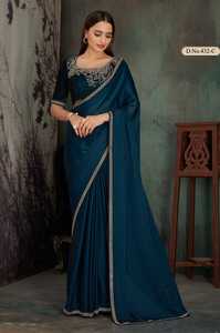 Saree pour femme avec chemisier Tissu satin de soie avec bordure élégante Nouvelle arrivée Vente à chaud de vêtements ethniques indiens - Product Image 4