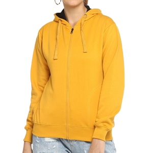 Sudadera con Capucha y Cremallera para Mujer, 100% Algodón, Estilo Urbano, Tejida, Otoñal, Transpirable, Ecológica, con Logotipo Personalizado - Product Image 1