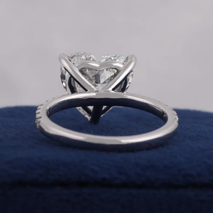Anillo de Compromiso Tishya con Diamante Cultivado en Laboratorio, Certificado IGI, 1.00 CT, Corte Corazón, Chapado en Oro Blanco Vintage de 14K, Halo Oculto, Banda Pavé, para Boda - Product Image 2