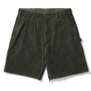 High quality corduroy <b>shorts</b> designed for streetwear featuring a zipper fly <b>elastic</b> waistband and custom solid color options - Product Image 1