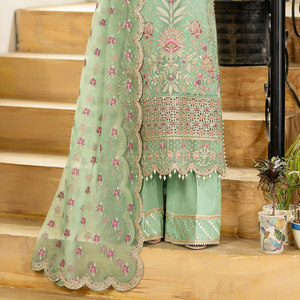 Vestido de fiesta formal de alta calidad personalizado al por mayor traje de gasa de 3 piezas completamente bordado para mujer - Product Image 6