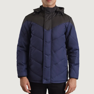 Chaqueta de invierno de alta calidad para hombre, nueva capucha informal acolchada de algodón, parte superior a prueba de viento, cierre de cremallera de lona, revestimiento sólido con logotipo frontal - Product Image 4