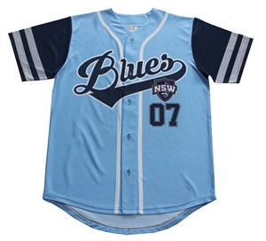 Jersey de softbol de botón completo azul cielo de alta calidad, equipo de béisbol personalizado, Jersey a rayas, uniforme de impresión por sublimación deportiva - Product Image 1