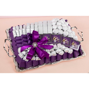 Plateau de service à chocolat en métal argenté de la meilleure qualité avec poignée affichage à Dessert pour la décoration de table à la maison et l'utilisation de mariage - Product Image 1