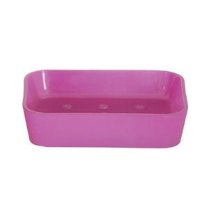 Porte-savon MSV en polyester/caoutchouc rose, 11,8 x 8,8 x 2,7 cm - Product Image 1