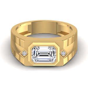 Anillo Solitario de Plata de Ley de Lujo, Hecho a Mano, con Diamante Cultivado en Laboratorio con Corte Esmeralda, Certificado por IGI, para Bodas, Fiestas, Estilo Hip Hop para Hombre - Product Image 1