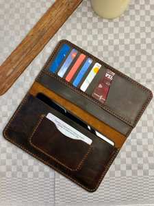 ALW Factory's Personalizable Luxury Men's Vintage Full Genuine Leather Wallet Long Card Holder Button Closure Portable OEM LW11 - Product Image 5