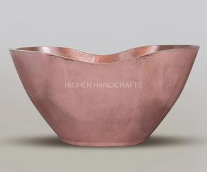 Slanting <strong>Base</strong> Bathroom Indoor <strong>Freestanding</strong> Copper Bathtub for <strong>Bath</strong> &amp; Spa Hand Hammered Vessel Copper Sink Bathtubs