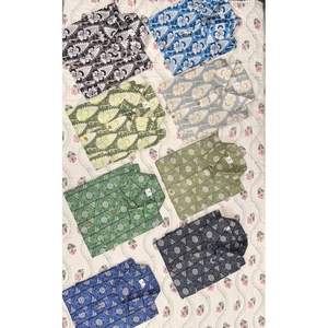 Camisa informal con estampado de algodón 100% para hombre, cuello levantado con mangas altas, ropa de temporada de otoño antiarrugas de un solo pecho - Product Image 1