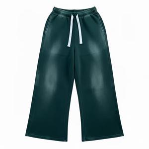 Pantalon de survêtement à jambe droite en polaire pour hommes de luxe personnalisé Pantalon de survêtement pour hommes Pantalon de survêtement évasé délavé à l'acide avec logo personnalisé - Product Image 5