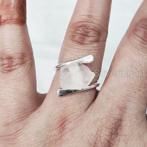 เครื่องประดับหินหยาบแหวนสำหรับผู้หญิงแหวนเงินแท้กุหลาบควอตซ์พลอยพลอย April พลอย925สำหรับงานแต่งงานแหวนเงินสเตอร์ลิง - Product Image 4