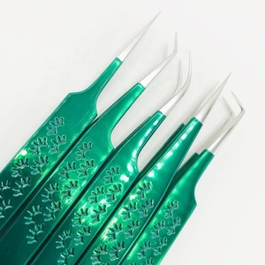 แหนบสแตนเลสสีเขียวสำหรับต่อขนตาอุปกรณ์เสริมความงามพร้อมปลายแหลมทนทาน - Product Image 3