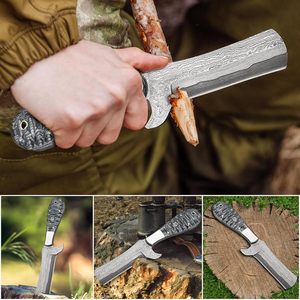 Couteau de chasse à lame fixe damas fait à la main en acier inoxydable Bull Cutter Design avec gaine de ceinture en cuir marron Camping Survival - Product Image 5