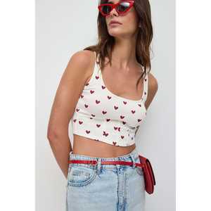 เสื้อสายเดี่ยวหนาแบบลำลองพร้อมดีเทลคอร์เซ็ท โลโก้ด้านหน้า ผ้าฝ้าย 100% - Product Image 2