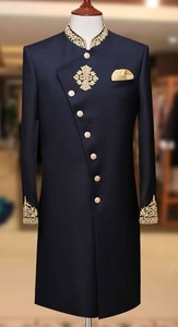 ELEGANTE Y HERMOSO BORDADO EN SHERWANI AZUL MARINO CON PANTALÓN Y TAMBIÉN ZAPATO A JUEGO CON VESTIDO para FIESTA/BODA @ 2023 - Product Image 2