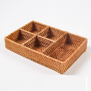 Bandeja organizadora de cubiertos de ratán con múltiples ranuras de 5 compartimentos, precio barato, natural, tejida a mano - Product Image 5