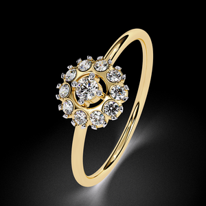 Anillo de Girasol con Diamantes Reales de Diseño Intrincado, Diamante de Corte Redondo, Joyería Fina Hecha a Mano, Regalo para Mujer - Product Image 4