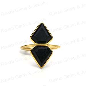 Anillo fino de gran calidad para mujer, Plata de Ley 925 sólida, oro de 18 quilates, relleno de ónix negro Natural, ajuste de bisel de 10x14mm, bisel de 10x14mm - Product Image 1