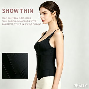 <span class=keywords><strong>Gilet</strong></span> amincissant grande taille avec fermeture éclair avant et fermeture auto-agrippante, corset de contrôle abdominal, bretelles réglables, gaine sculptante pour femme - Product Image 3