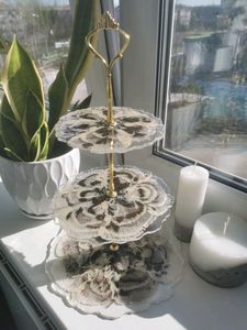 STAND DISPLAY HANDMADE DIY 3 Tier Round Shape Fruit Tray Epoxy <b>Mold</b> Tea Tray Table <b>Silicone</b> <b>Mold</b> for Resin Arts - Product Image 6