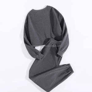 Mujeres 100% algodón 2 piezas liso en blanco Unisex personalizado Jogger sudaderas con capucha sudadera pantalón conjunto de chándal para mujer - Product Image 5