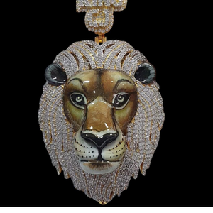 Pendentif personnalisé visage de lion en moissanite 3D en argent sterling 925 pendentif lion glacé Hiphop pour hommes pendentif bling animal - Product Image 4