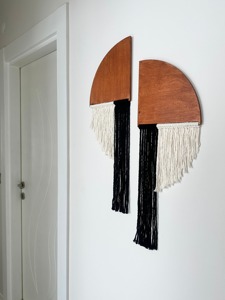 Arte de Pared de Madera y Macramé con Forma de Media Luna para una Decoración del Hogar Elegante, Exhibición de Pared con Estilo y Diseño Interior Moderno de la India - Product Image 6