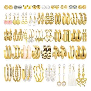 Lot de 42 paires de boucles d'oreilles créoles dorées, en alliage et acier inoxydable, hypoallergéniques, pour femmes - Product Image 5
