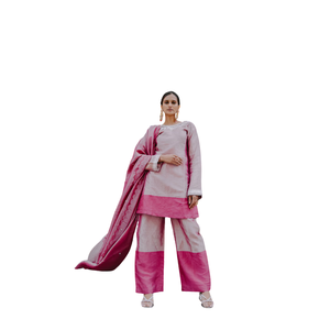 Ensemble Kurta Palazzo rose brodé à la main, vente en gros de vêtements ethniques pour femmes, fournisseur d'usine, tenue de fête et de mariage personnalisée - Product Image 1