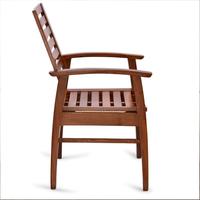 Chaise de salle à manger moderne en bois avec accoudoirs et dossier à lattes pour usage domestique